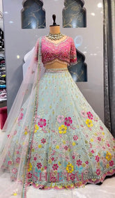 Glorious Embroidery Sequence Work Piasta Color Lehenga Choli